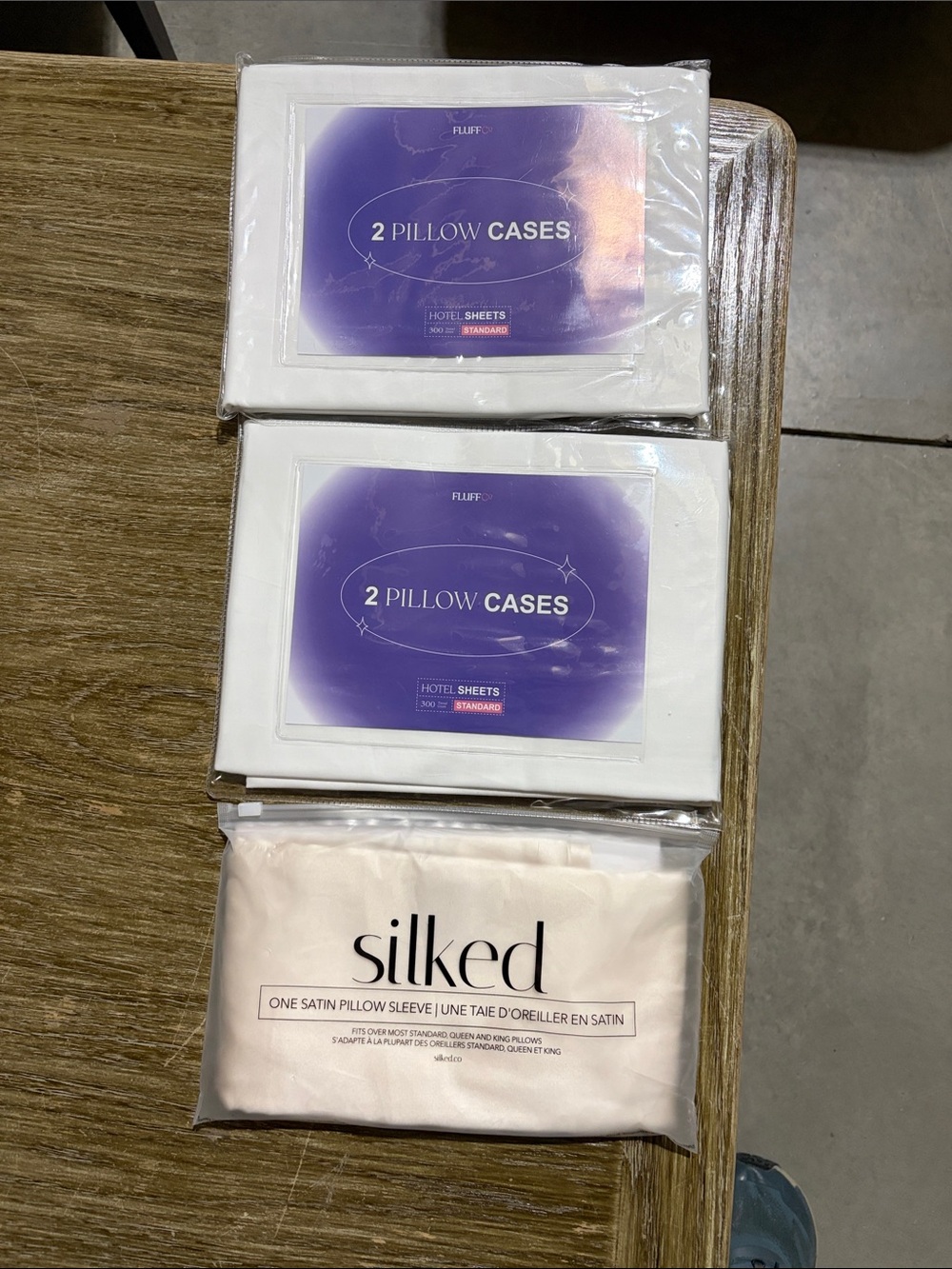 Silked Satin Pillow Sleeve + 2 White Pillow Cases Set